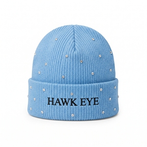 Hawk Eye Blue Acrylic Knit Beanie With Rhinestone Decoration Unisex <b>Winter</b> <b>Hat</b> Casual Style 56-58CM - Product Image 5