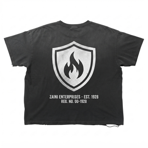 เสื้อยืดคอตตอนเนื้อหนัก 280 GSM ล้างสีแบบแอซิดวอช ทรงโอเวอร์ไซส์ ลายกราฟิกสีดำวินเทจ พิมพ์โลโก้ตามสั่ง แบรนด์ส่วนตัว - Product Image 2