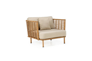 Round Rattan Coffee Table with Glass Top Outdoor Furniture Tropical Design <b>Waterproof</b> UV-Resistant PE Rattan - Product Image 4