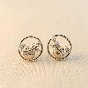 DIVYORO Women's Nature's Loop 925 <b>Silver</b> <b>Stud</b> Earrings - Product Image 2