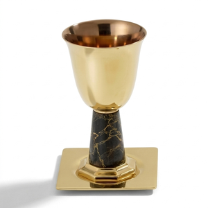 Ensemble de verres à vin et de coupelles en métal plaqué or de qualité supérieure, écologique, durable, art moderne, luxe, tasse religieuse pour Shabbat - Product Image 2