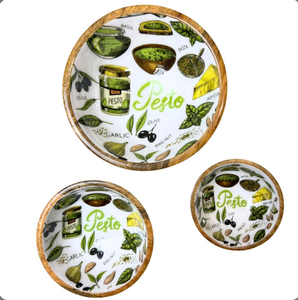 Bol de service en bois émaillé imprimé, design classique, fait main, pour snacks, pâtes, idéal pour les fêtes et les cadeaux - Product Image 3
