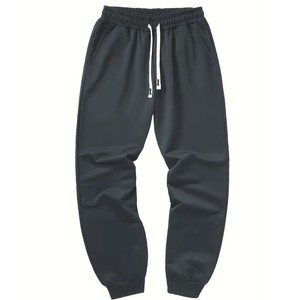 Pantalon décontracté unisexe en coton couleur unie, imprimé délavé à l'acide, avec cordon de serrage et poches latérales, coupe droite, longueur intégrale, pour hommes - Product Image 2