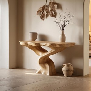 Mesa Consola de Madera Hecha a Mano, Mesa Estilo Rústico, Mueble Único para Decoración de Sala de Estar - Product Image 2