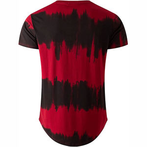 T-shirt tricoté tie-dye pour homme, rouge et noir, décontracté, à manches courtes, col rond - Product Image 2