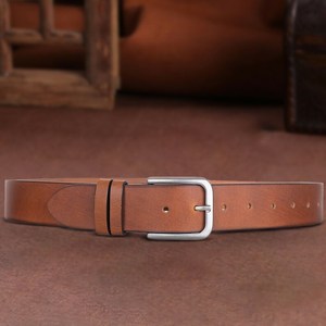 Cinturón de Cuero Genuino con Borde Crudo al por Mayor para Hombre, Cinturón de Búfalo de Grano Completo de Una Sola Capa Premium, Personalizado ODM LMB-0088C - Product Image 5
