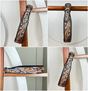 Nuevo logotipo personalizado, cuero mecanizado a mano, patrón Floral occidental personalizado, Collar para mascotas, Collar de perro con hebilla duradera de cuero genuino - Product Image 3