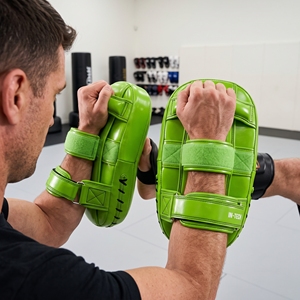 Cibles de boxe en cuir de vachette vert Dumela Parrot avec impression de logo personnalisée, écologiques et respirantes, équipement d'entraînement d'arts martiaux - Product Image 4