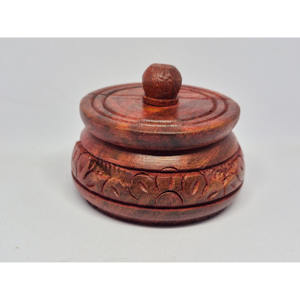 Traditional Wooden Sindoor Box Kumkum Holder – Red Sandalwood Handcrafted Pooja Item for <b>Mandir</b> Decor Wedding Gift Wholesale - Product Image 1