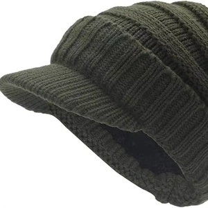 Fleece Lined Knit Peaked Beanie <b>Warm</b> Winter <b>Hat</b> with Brim for Men 2026 new model - Product Image 2