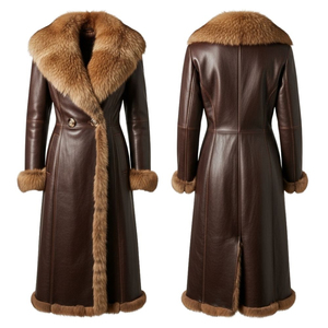 Abrigo de Invierno Impermeable de Cuero Genuino para Hombre, Talla Grande, Manga Larga, con Cinturón y Ribete de Piel, Ropa Exterior Informal de Calle - Product Image 1