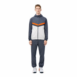 OEM Custom 100% Cotton Windbreaker Sports Set <b>Men's</b> Lightweight Windproof <b>Jacket</b> Fleece Lining Matching Pants Outdoor Activewear - Product Image 3