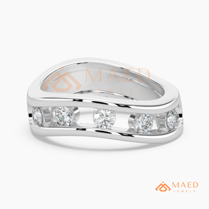 925 Sterling Silver Lab Grown Diamond <b>Open</b> Band <b>Ring</b> for Women Bezel Set Round Stackable Wedding Band Minimal USA Style - Product Image 5