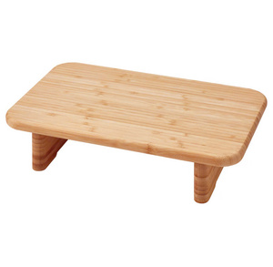 Plateau de service rectangulaire en chêne surélevé avec coins arrondis et pieds cylindriques, pour cérémonie du thé, OEM Vietnam - Product Image 1