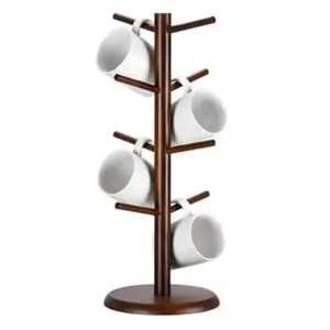 Wooden Wall <b>Shelf</b> Coffee <b>Storage</b> Jar Ceramic Tiles Hooks Holds Mugs Rustic <b>Kitchen</b> Organizer Stylish Functional Modern Trendi - Product Image 5