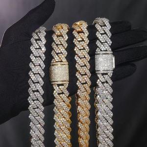 Collier unisexe en argent plaqué 925 avec chaîne à maillons en moissanite, coupe baguette, bijoux hip-hop, à porter au quotidien - Product Image 5
