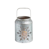 Lanterne ouverte Nador en métal galvanisé avec poignée, petite décoration d'intérieur et d'extérieur pour la maison, style ferme, pour patio