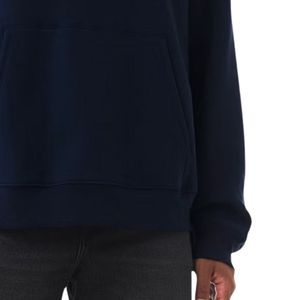 Sweat à capuche bleu brodé épais en polaire douce, pull à manches longues, vêtement décontracté pour l'hiver - Product Image 6