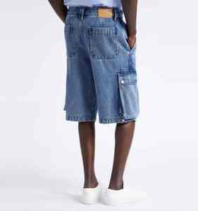 Shorts de mezclilla de diseñador con lavado ligero, estilo recto, a la moda, desgastados, casuales, para verano - Product Image 5