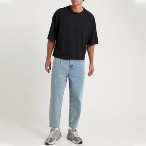 T-shirt pour homme en coton 100% de qualité supérieure, coupe ample, logo personnalisé, design luxueux, col rond côtelé, vêtements pour homme - Product Image 5