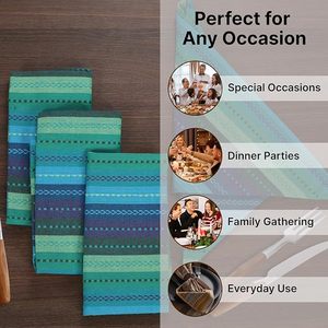 Serviettes en tissu de lin réutilisables imprimées pour restaurants, serviettes à motif quadrillé pour dîners et mariages, style tissage uni pour fêtes - Product Image 6