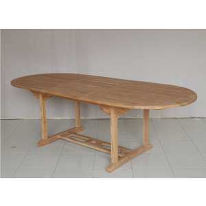Table ovale extensible 180/240 cm en teck massif finition naturelle pour usage extérieur - Product Image 1