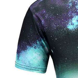 เสื้อยืดคอกลมผู้ชายแบบซับลิเมชั่น ผ้าฝ้าย 100% น้ำหนักเบา ลายกาแล็กซี่ แห้งเร็ว ระบายอากาศได้ดี เหมาะสำหรับเล่นกีฬา รับผลิตแบบ OEM ODM จากโรงงาน - Product Image 6