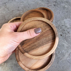 Wholesale Blank Wood <b>Coasters</b> Custom Round Absorbent Eco-Friendly 33cm Diameter 3mm Thick Classic Design <b>Set</b> for Drinks - Product Image 4