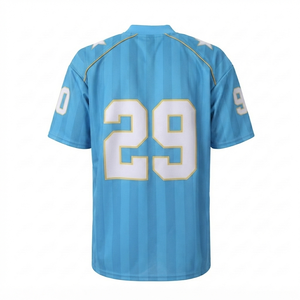 Camiseta de Fútbol Americano Azul Cielo Personalizada al por Mayor, Camiseta Deportiva Blanca con Cuello en V para Equipos Deportivos, Uniforme Deportivo Masculino - Product Image 2