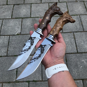Couteau de chasse Bowie traditionnel fait main en acier au carbone LEGACY BLADES, lame fixe, manche en cuir, couteau d'extérieur, vente en gros - Product Image 1
