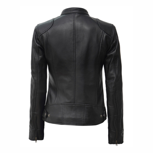 REBA SPORTS IMPEX Brown Genuine Leather Breathable Bomber <b>Jacket</b> <b>Women</b> Zip-Up Pocket Cuffs Ribbed Hem Custom Logo Autumn Winter - Product Image 3