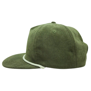 Wholesale Custom 3D Puff Embroidery Logo Olive Green 5 Panel Corduroy Rope Hat <b>Flat</b> Brim Golf Snapback <b>Cap</b> For <b>Men</b> And Women - Product Image 3