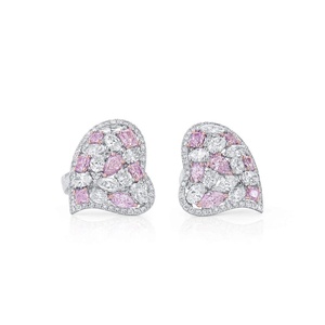 Boucles d'oreilles en diamant rose certifié en forme de cœur, or 10k 14k 18k, bijoux en diamant créé en laboratoire, qualité export, bijoux fins durables - Product Image 1