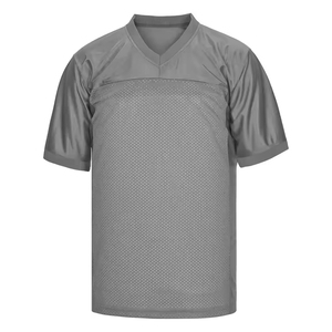 Camiseta de Fútbol Americano Unisex con Cuello en V, Manga Corta, Poliéster que Absorbe la Humedad, Color Gris Sólido, Corte Regular, para Todas las Temporadas, Personalizable para Equipos - Product Image 1