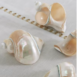 Servilletero de concha de mar hecho a mano con conchas de océano para Decoración de mesa y eventos costeros hecho en Vietnam - Product Image 1