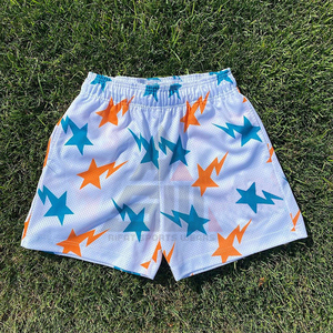 Nouveaux shorts de bain américains personnalisables pour hommes, taille mi-haute, avec logo frontal, séchage rapide, en toile, fermeture à cordon, pour le fitness - Product Image 4