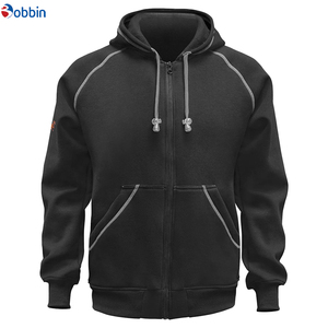 Sudadera con capucha de forro polar con cremallera, ribete naranja, bolsillos, corte holgado informal, para hombre, deportiva, transpirable, ecológica, para invierno - Product Image 4