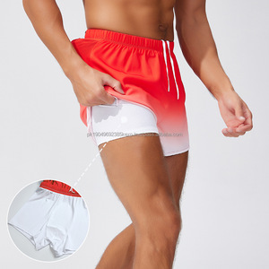 Short de course à deux couches de couleur dégradée, idéal pour un style de vie actif avec short de sport avec logo personnalisé - Product Image 3
