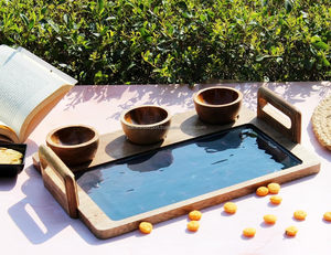 Plateaux de service écologiques élégants en bois imprimés avec poignée Plateaux décoratifs de bureau de haute qualité pour la maison d'hôtel par FWE - Product Image 3