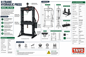 Presse hydraulique multifonctionnelle Tayo ME-PO30 à cadre en H 380V, presse d'atelier durable pour ateliers en Malaisie, garantie 1 an - Product Image 3