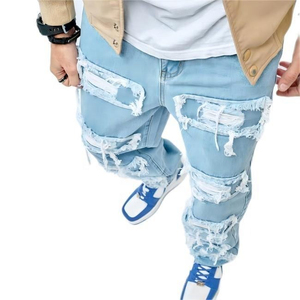 GENERSA SPORTS – Jean en denim extensible léger et respirant pour homme, style hip-hop, délavé aux enzymes, en velours côtelé mi-lourd, idéal pour l'automne - Product Image 4