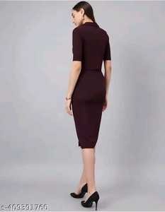 ชุดเสื้อเบลเซอร์เอวลอยมีสไตล์เก๋ไก๋มีกระดุมชุดกระโปรงผ้า laikra แขนสามส่วนชุดเดรสลำลองที่สง่างาม - Product Image 3