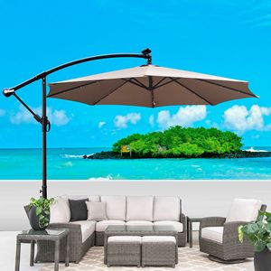 Ombrellone da Esterno a LED Solare da 3 Metri, Impermeabile, 8 Stecche, con Manovella e Base a Croce, per Patio e Giardino - Product Image 2