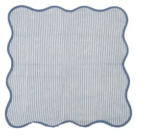 简单美丽的蓝色条纹设计印度块印花餐巾纸布艺棉布布艺餐巾纸用于家庭和酒店