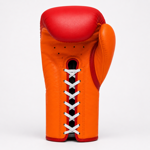 Gants de boxe en cuir Athlefit à lacets, rouge et orange, respirants, équipement d'entraînement pour adultes, logo personnalisé - Product Image 4