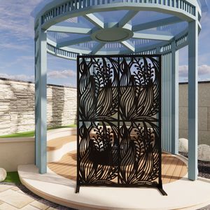 Free Standing Decorative Metal Privacy <b>Screen</b> W3.8Ft X H6Ft Indoor Outdoor Divider <b>for</b> Balcony <b>Patio</b> 6Ft High Privacy <b>Screen</b> <b>for</b> - Product Image 1