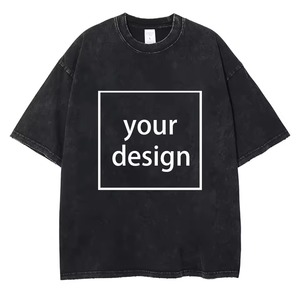 เสื้อยืดผู้ชายสไตล์วินเทจหรูหรา ผ้าฝ้าย 100% คุณภาพสูง โลโก้แบบเรียบง่าย สามารถสั่งทำได้ เสื้อยืดผู้ชายทรงโอเวอร์ไซส์ สีซีดแบบฟอกย้อม - Product Image 1