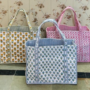 Sac fourre-tout ethnique en coton pour femme, réutilisable, imprimé floral, à ouverture supérieure, sac à bandoulière décontracté pour usage quotidien - Product Image 6