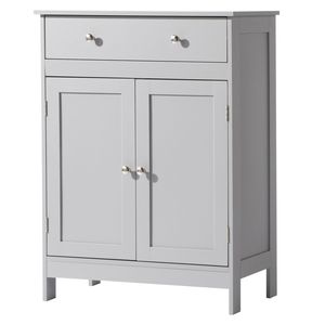 Mobile Bagno Moderno Grigio 60x30x80cm in Truciolato con Rivestimento in Melaminico, Doppie Ante e Cassetto Singolo - Product Image 3