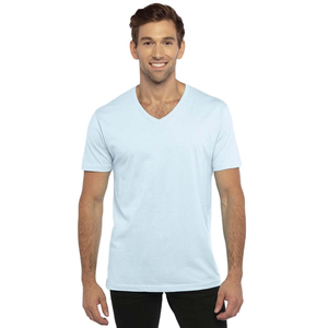 T-shirt col en V pour homme For Level Style, 100 % coton, personnalisable, grandes tailles, couleur unie, manches courtes, écologique - Product Image 1